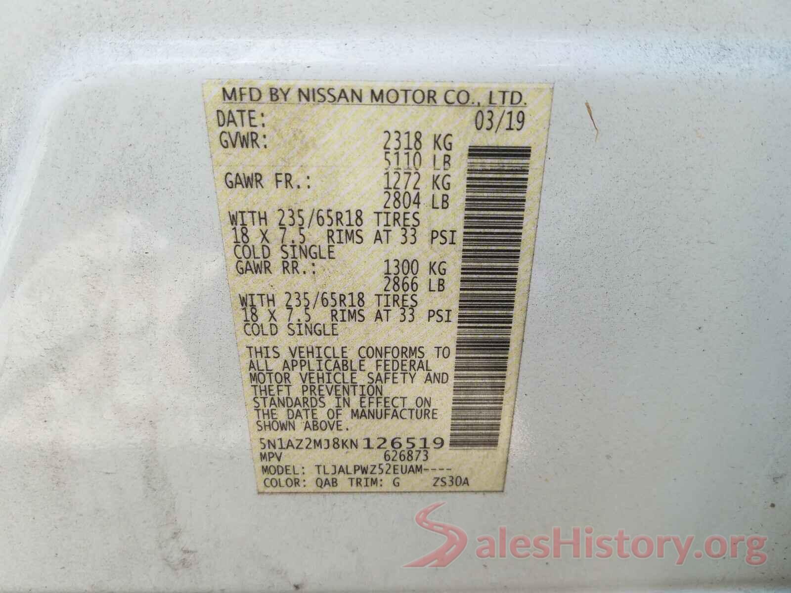 5N1AZ2MJ8KN126519 2019 NISSAN MURANO