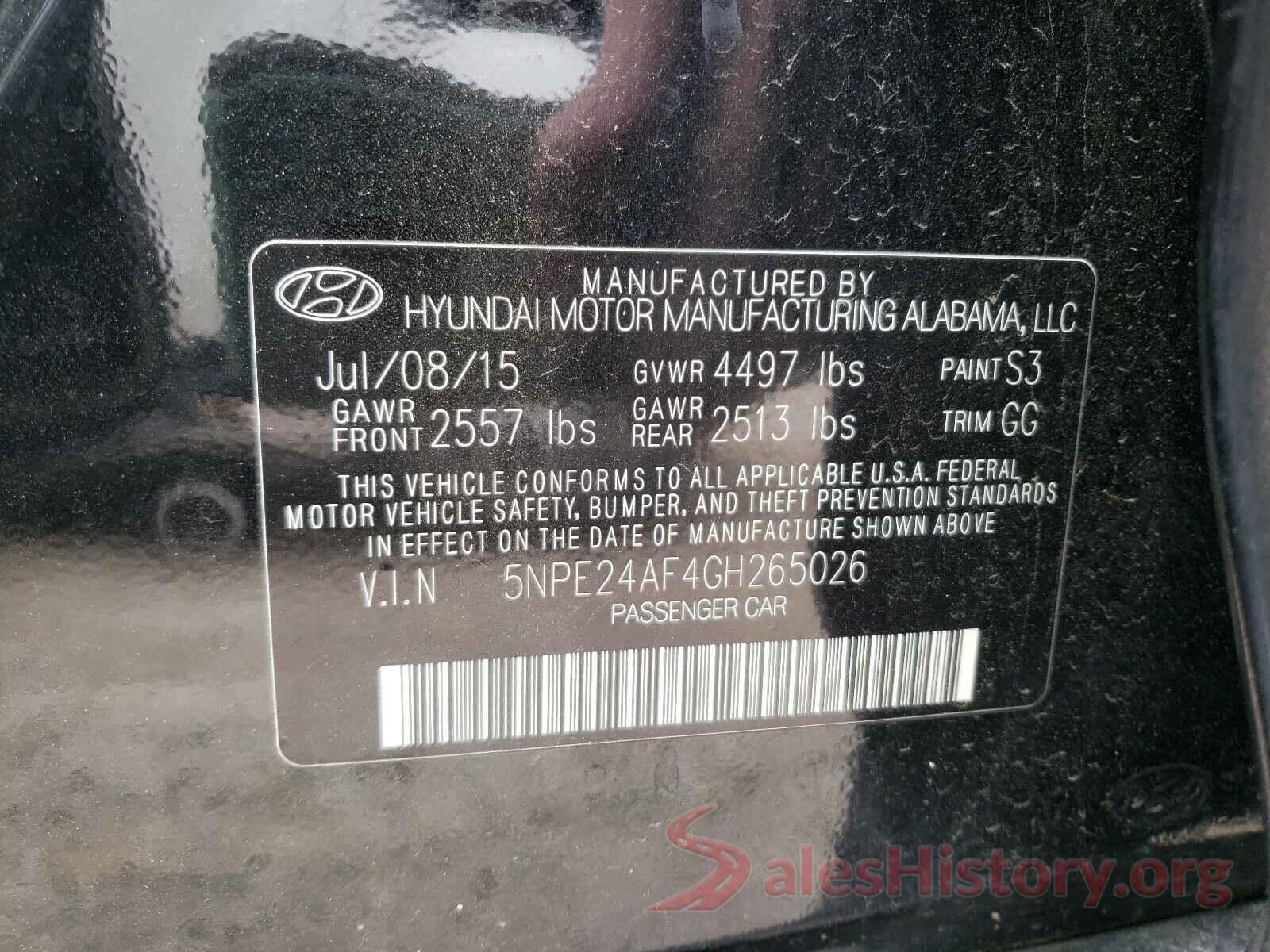 5NPE24AF4GH265026 2016 HYUNDAI SONATA