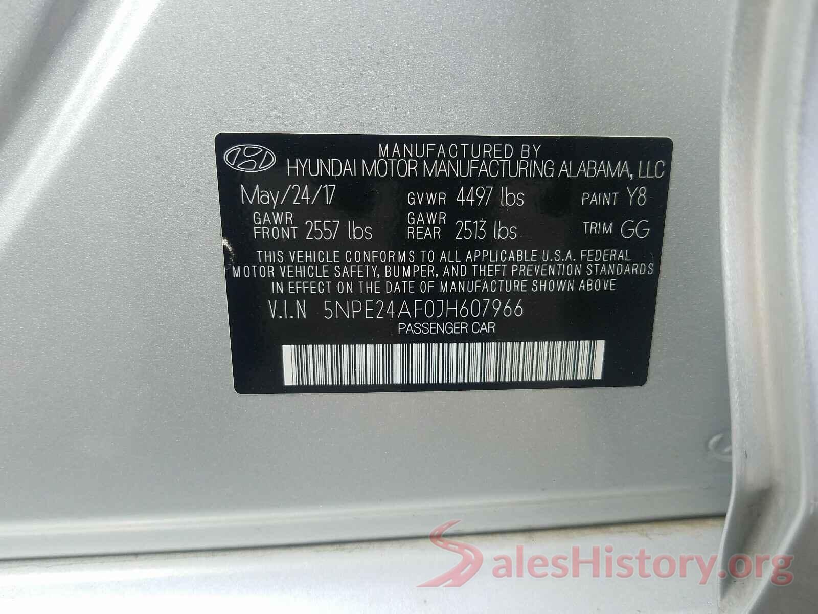 5NPE24AF0JH607966 2018 HYUNDAI SONATA