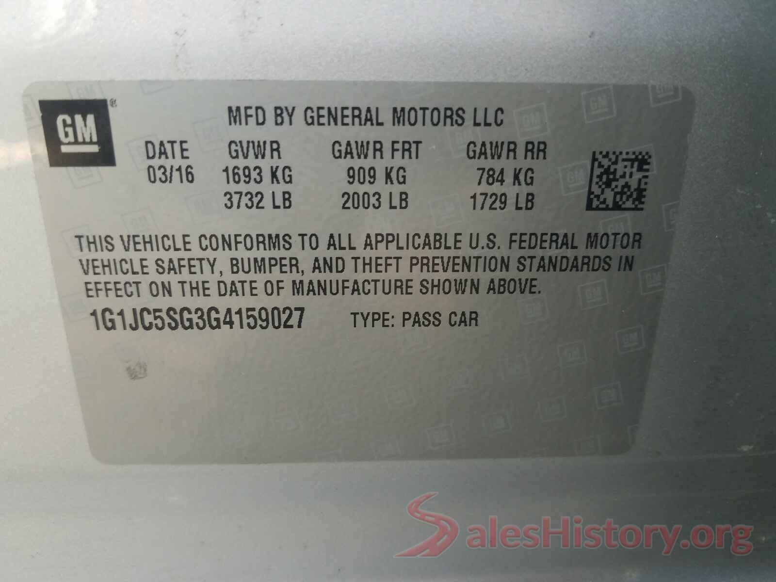 1G1JC5SG3G4159027 2016 CHEVROLET SONIC