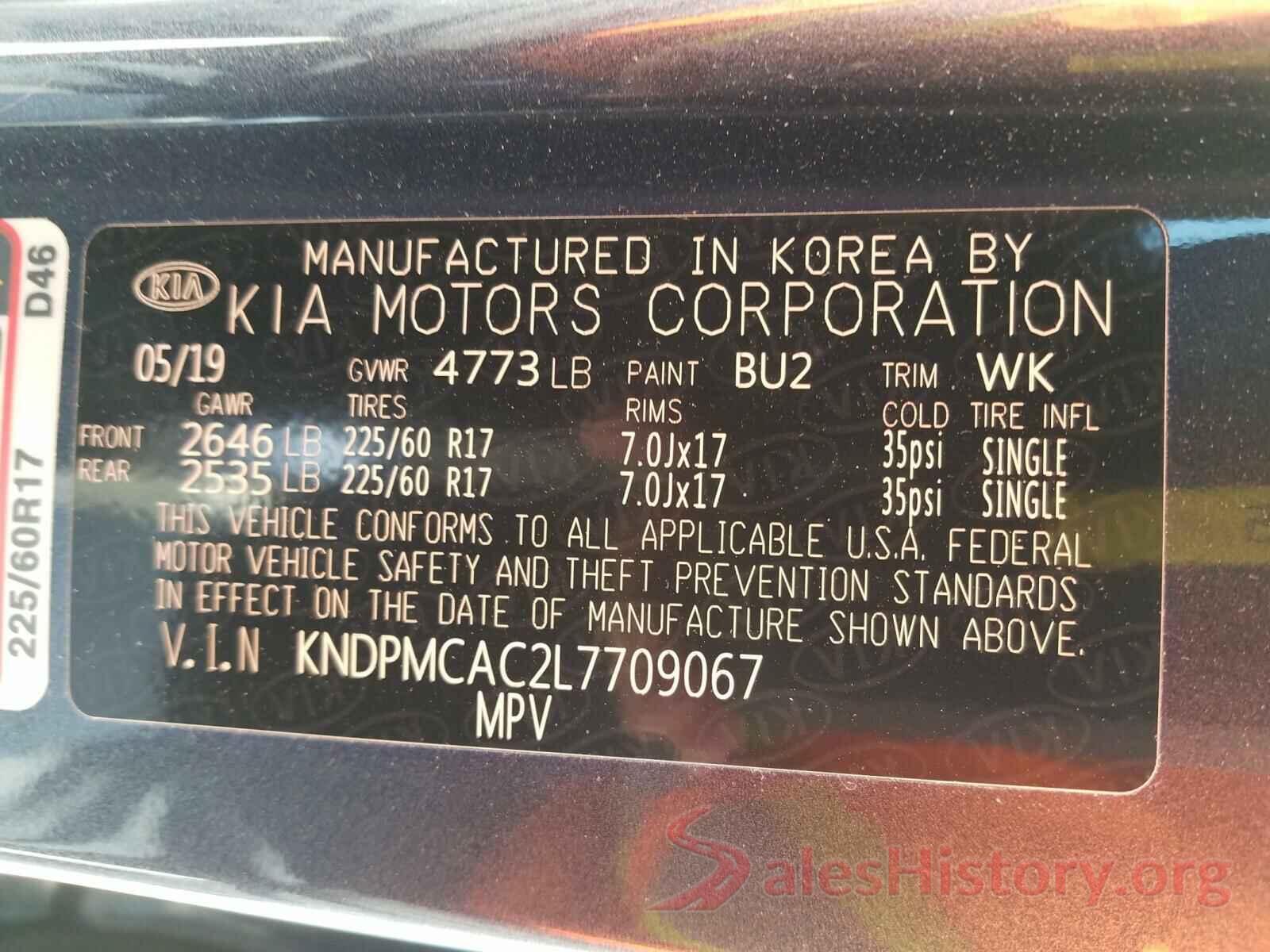 KNDPMCAC2L7709067 2020 KIA SPORTAGE