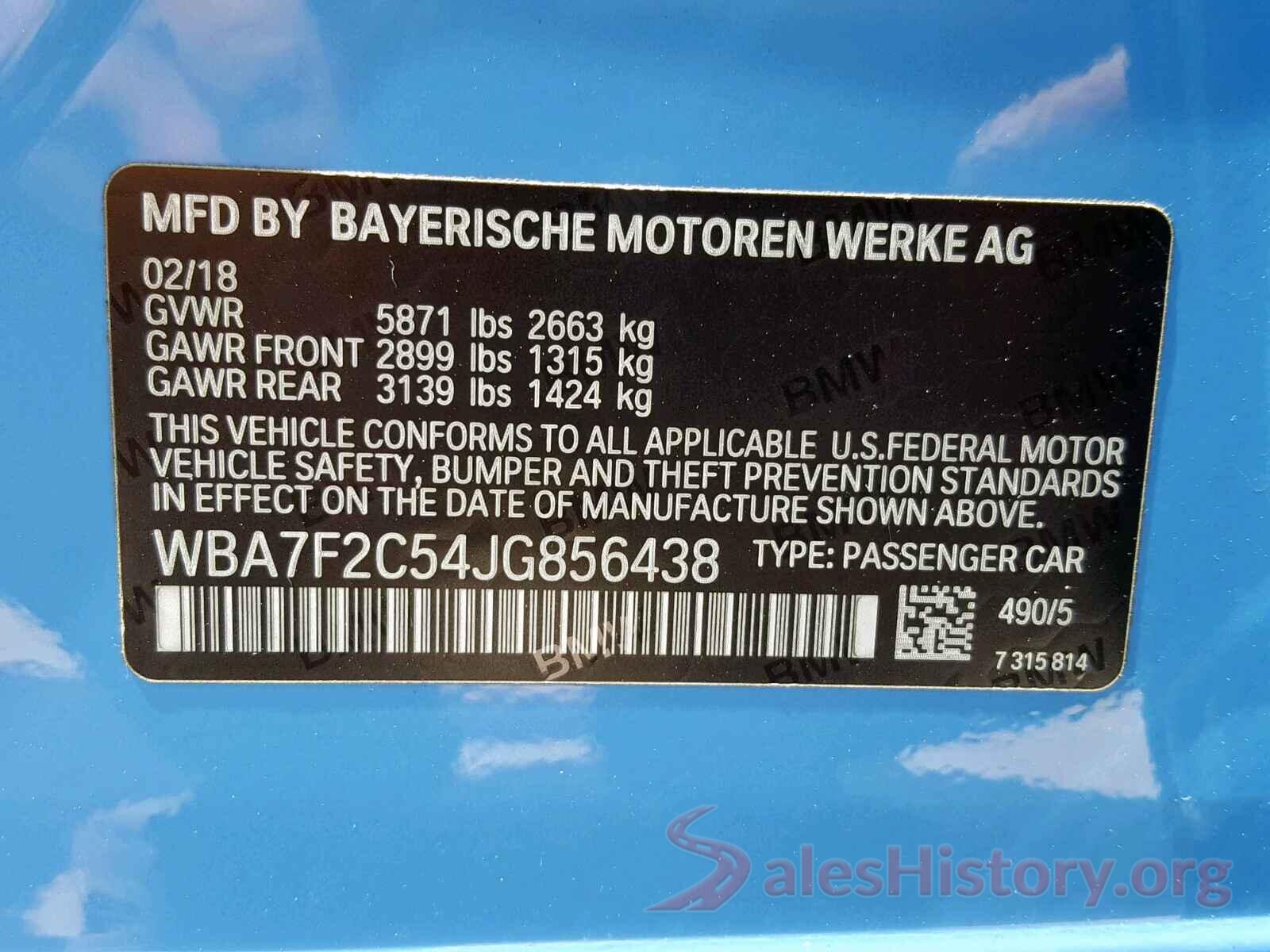 WBA7F2C54JG856438 2018 BMW 7 SERIES