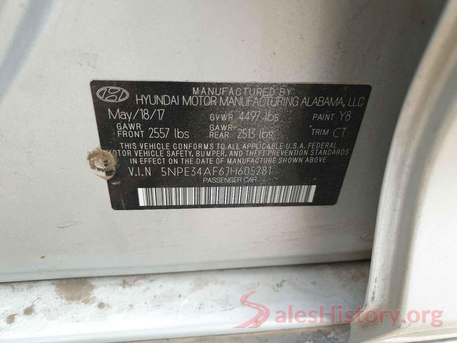 5NPE34AF6JH605281 2018 HYUNDAI SONATA