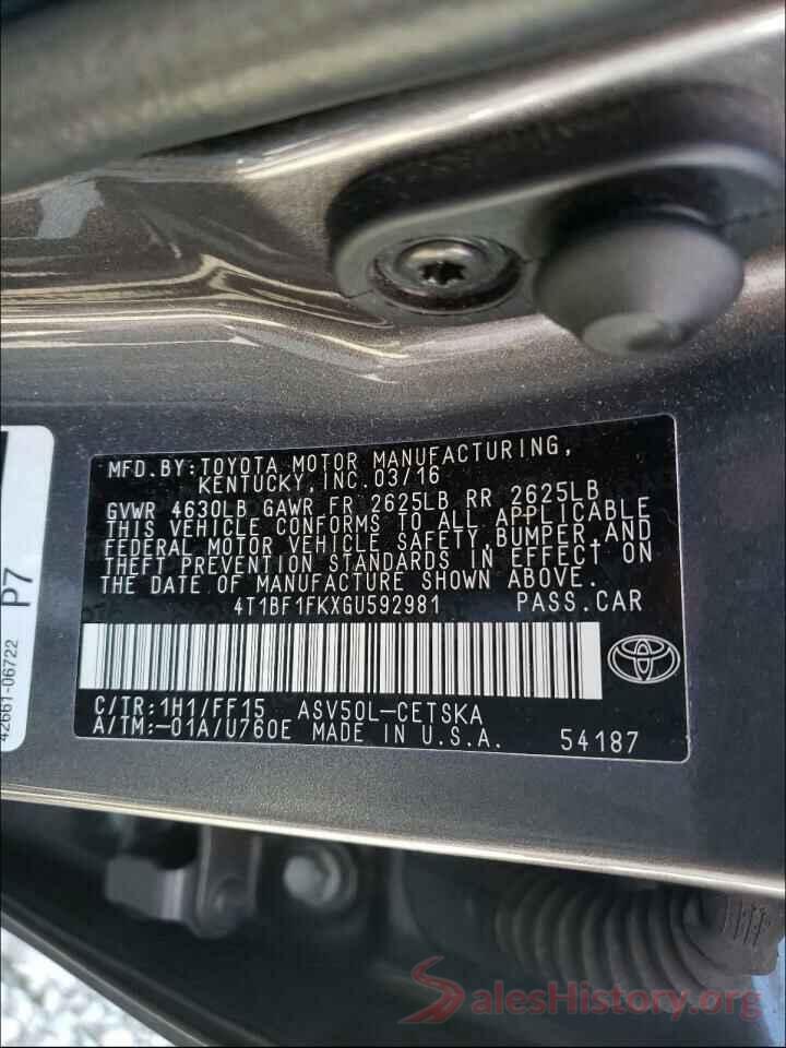 4T1BF1FKXGU592981 2016 TOYOTA CAMRY