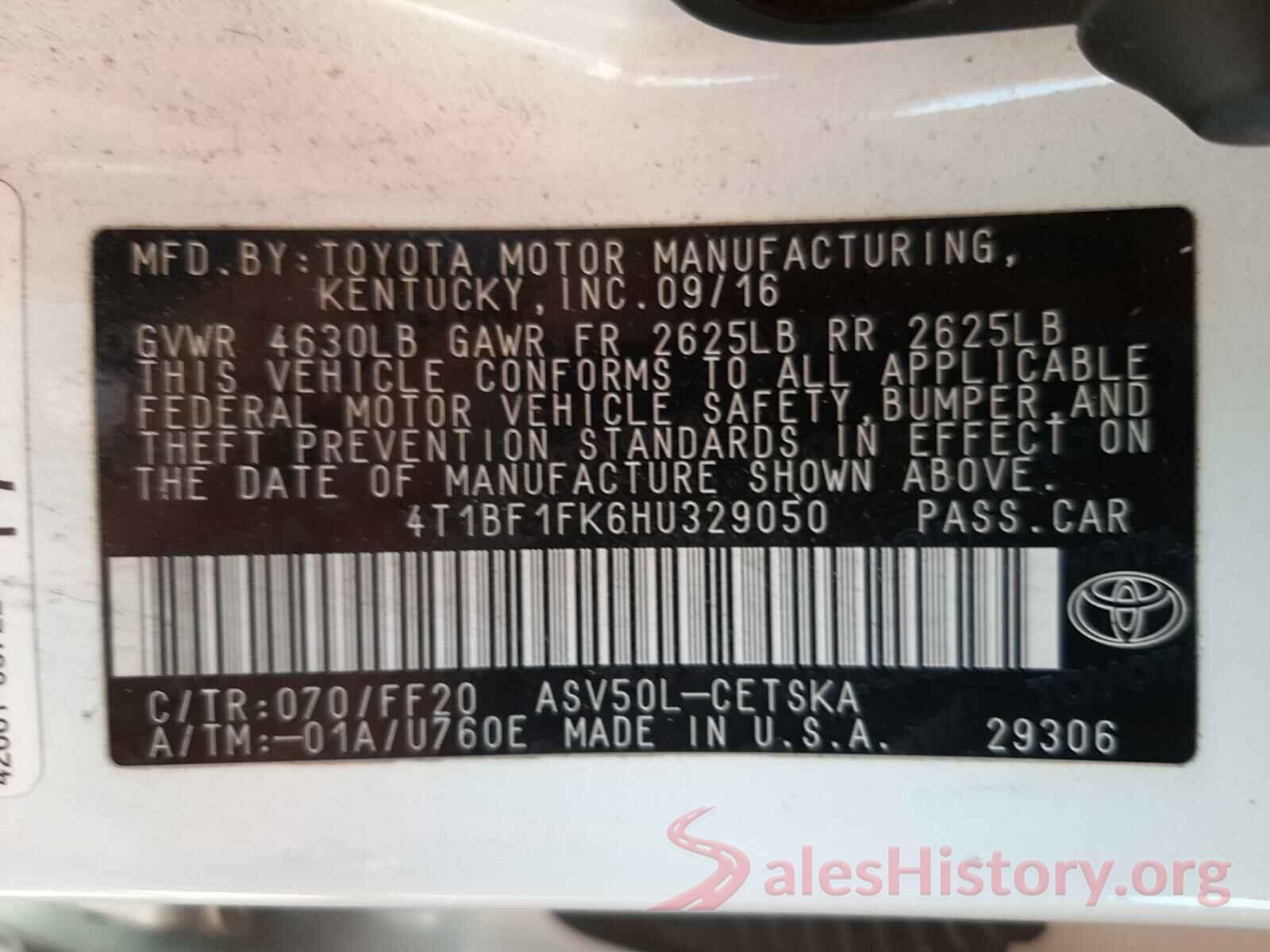 4T1BF1FK6HU329050 2017 TOYOTA CAMRY