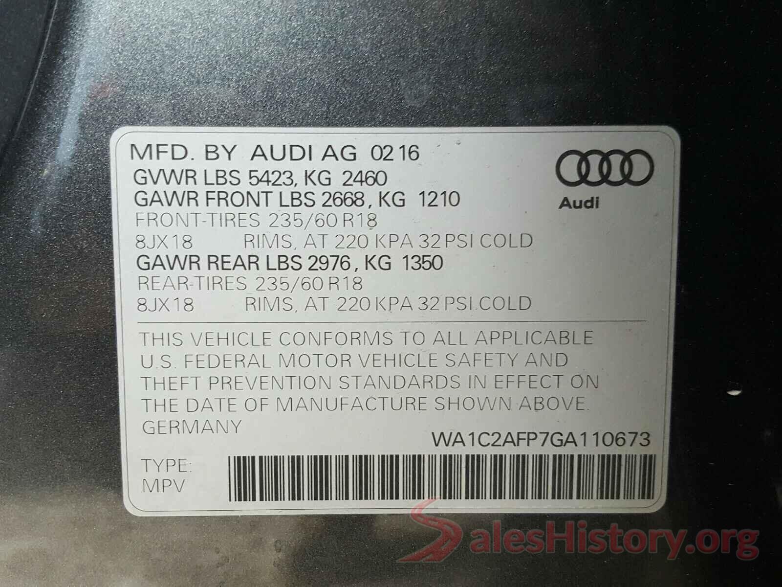 WA1C2AFP7GA110673 2016 AUDI Q5