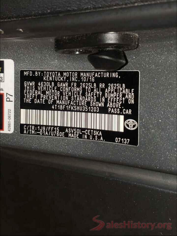 4T1BF1FK5HU351203 2017 TOYOTA CAMRY