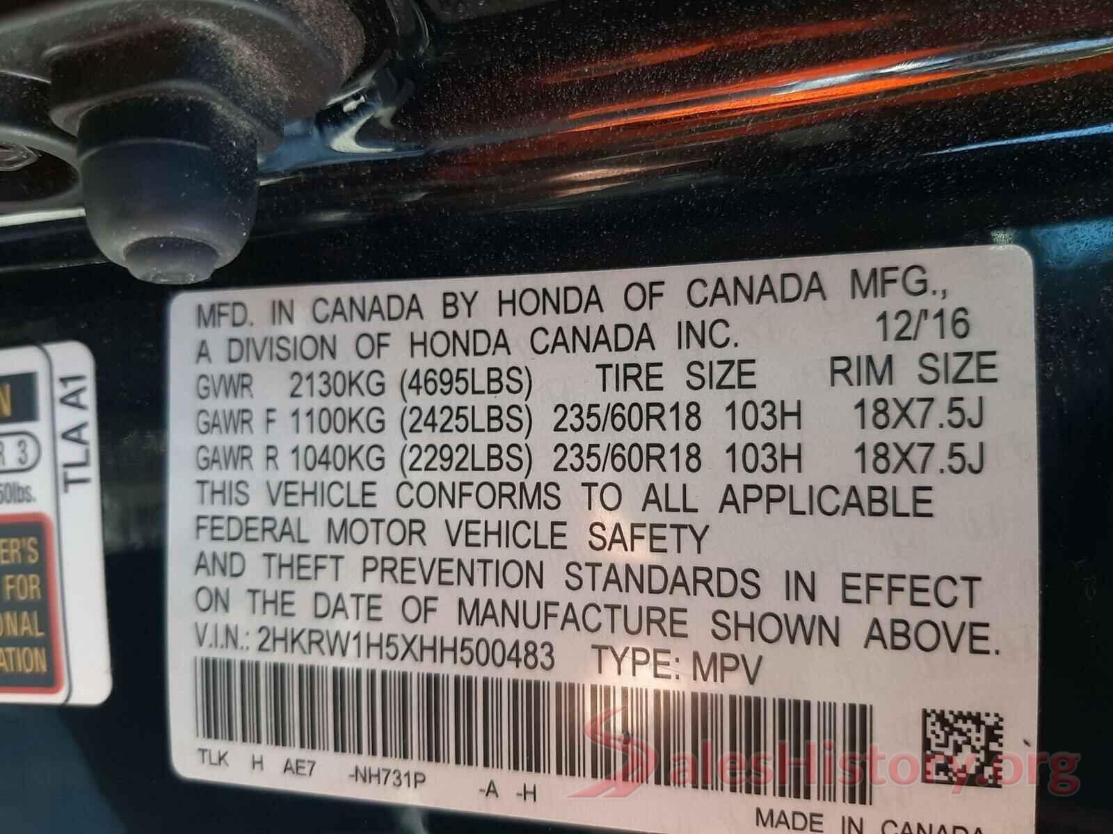 2HKRW1H5XHH500483 2017 HONDA CRV