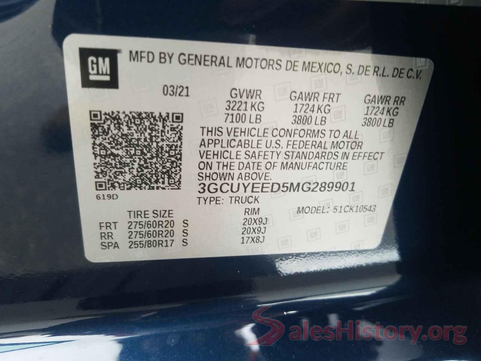 3GCUYEED5MG289901 2021 CHEVROLET SILVERADO