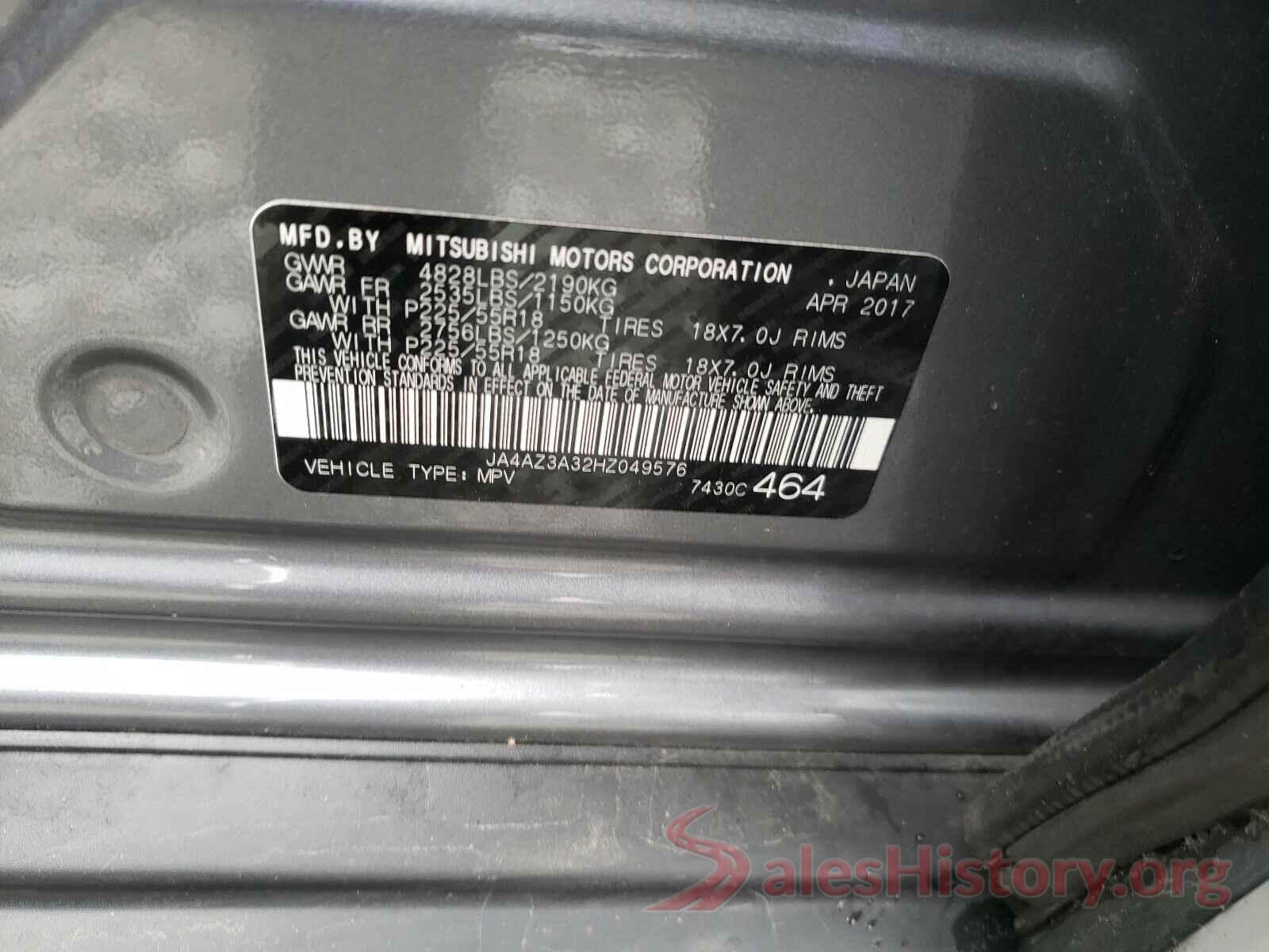 JA4AZ3A32HZ049576 2017 MITSUBISHI OUTLANDER