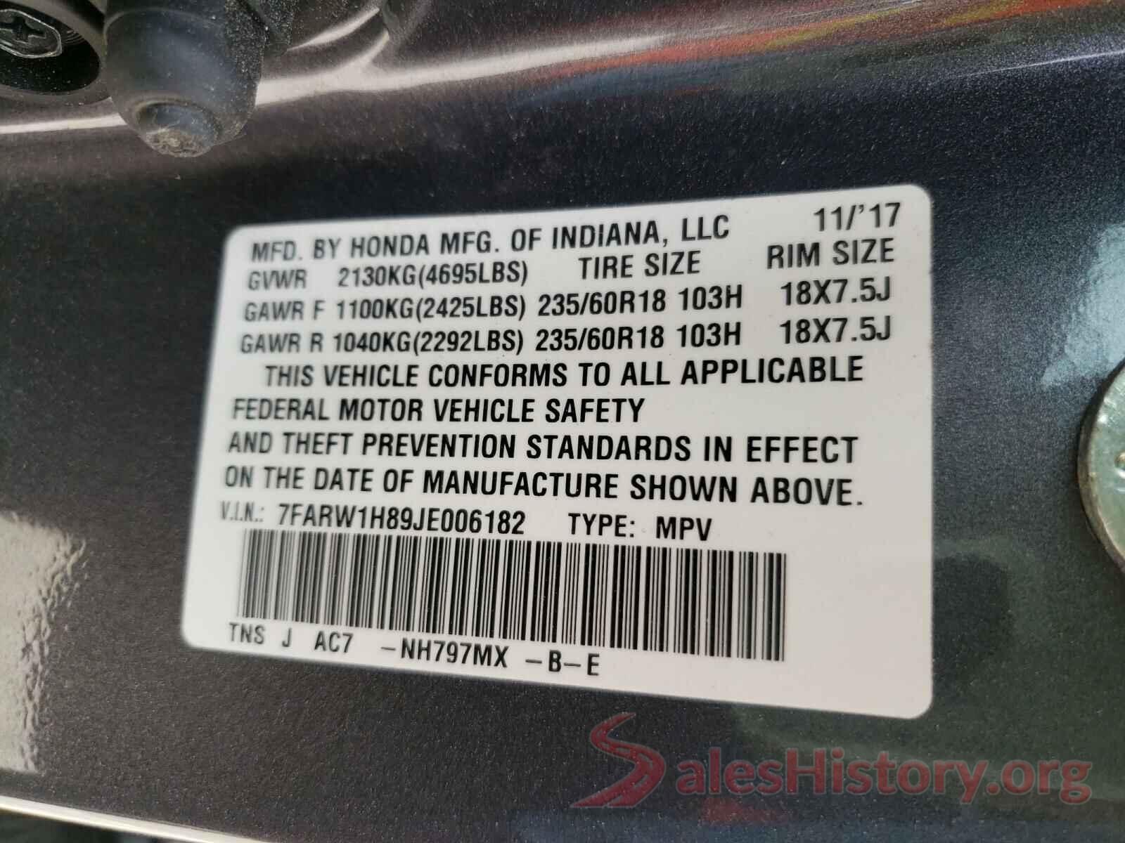 7FARW1H89JE006182 2018 HONDA CRV