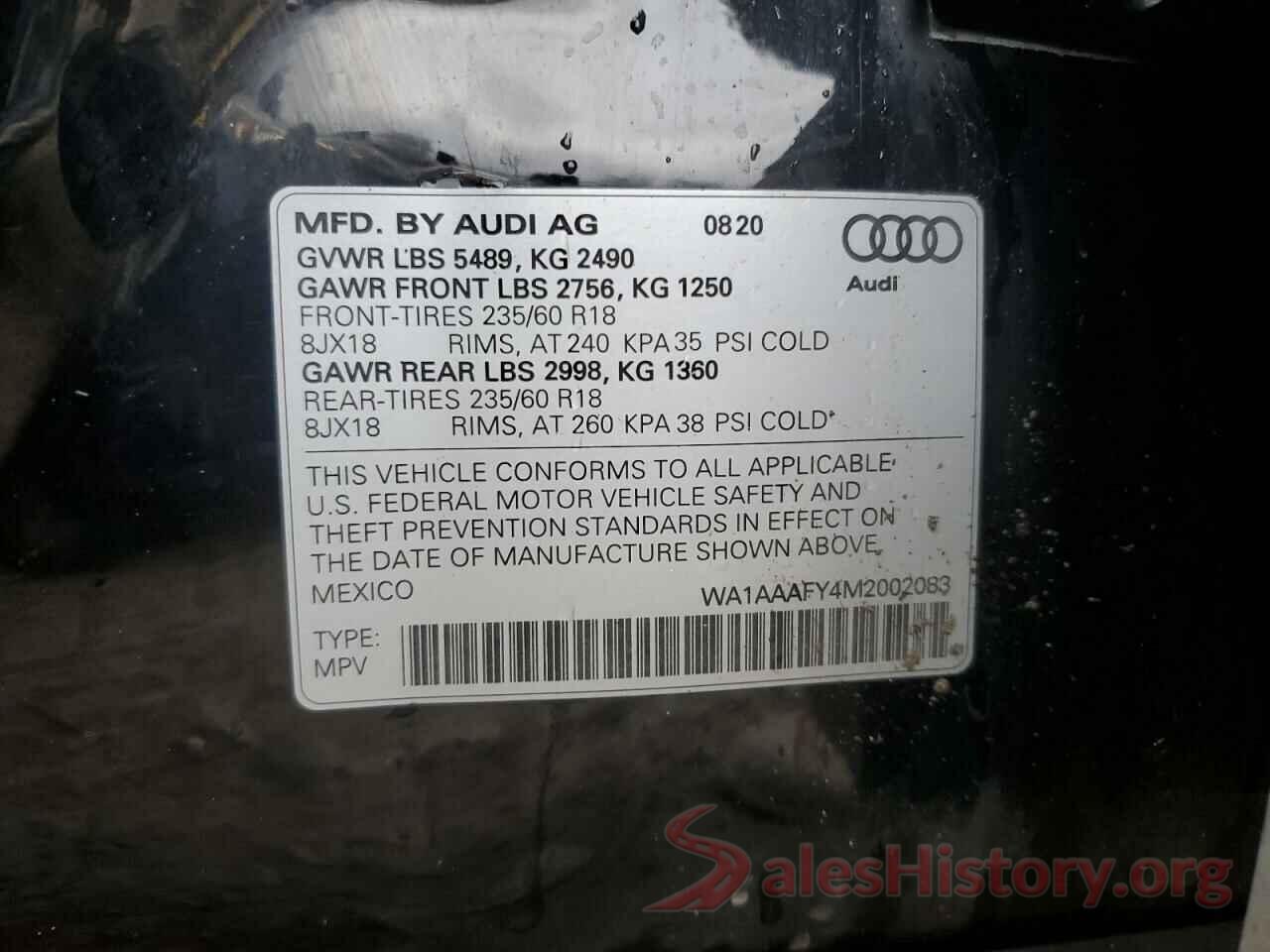 WA1AAAFY4M2002083 2021 AUDI Q5