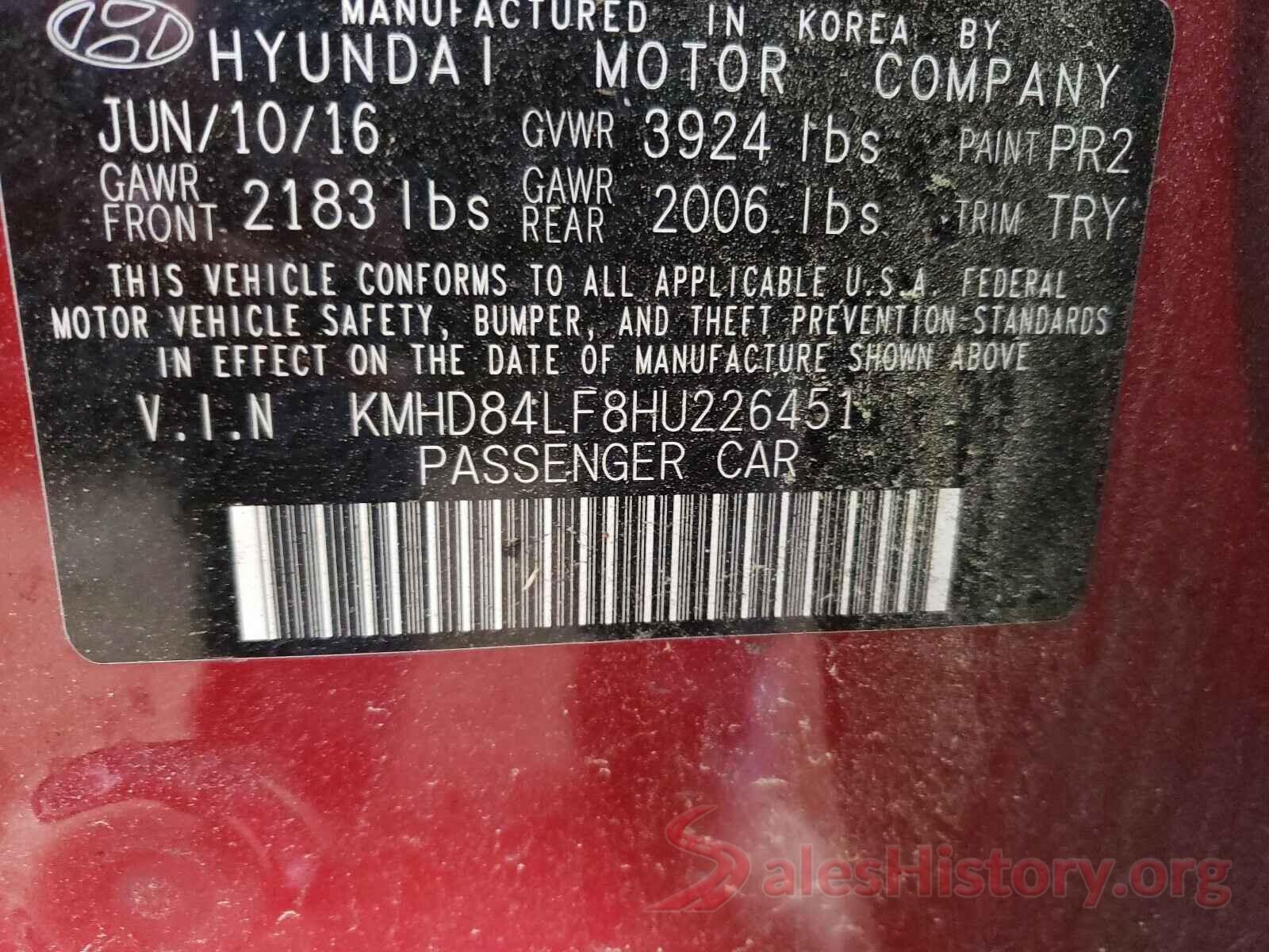 KMHD84LF8HU226451 2017 HYUNDAI ELANTRA