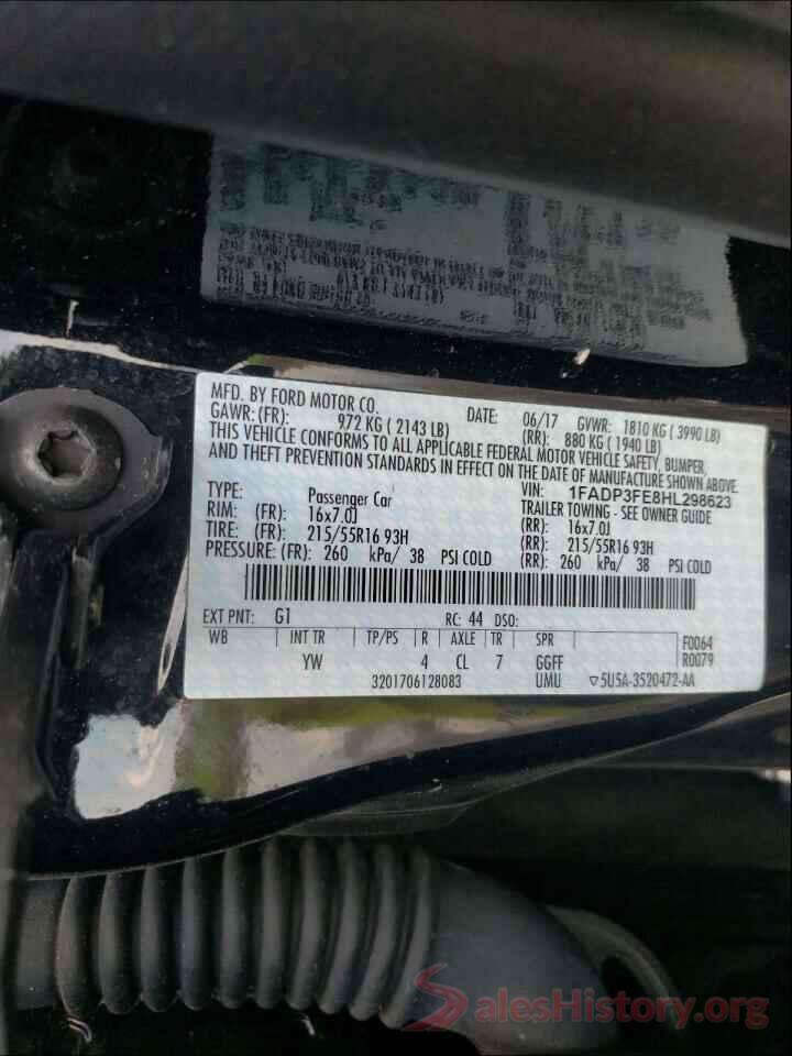 1FADP3FE8HL298623 2017 FORD FOCUS