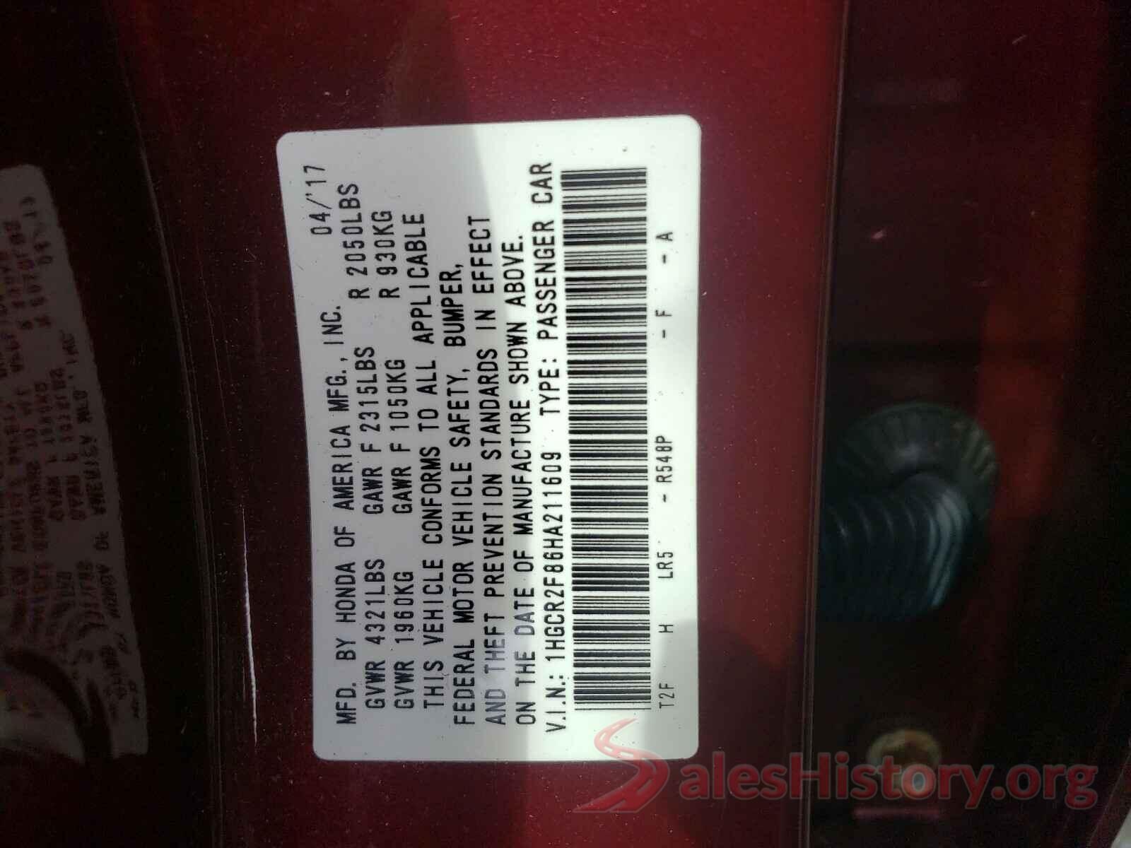 1HGCR2F86HA211609 2017 HONDA ACCORD