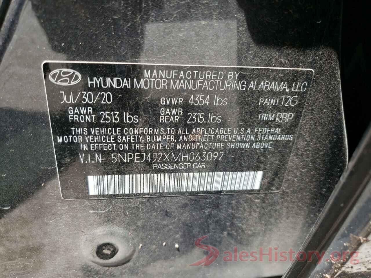 5NPEJ4J2XMH063092 2021 HYUNDAI SONATA