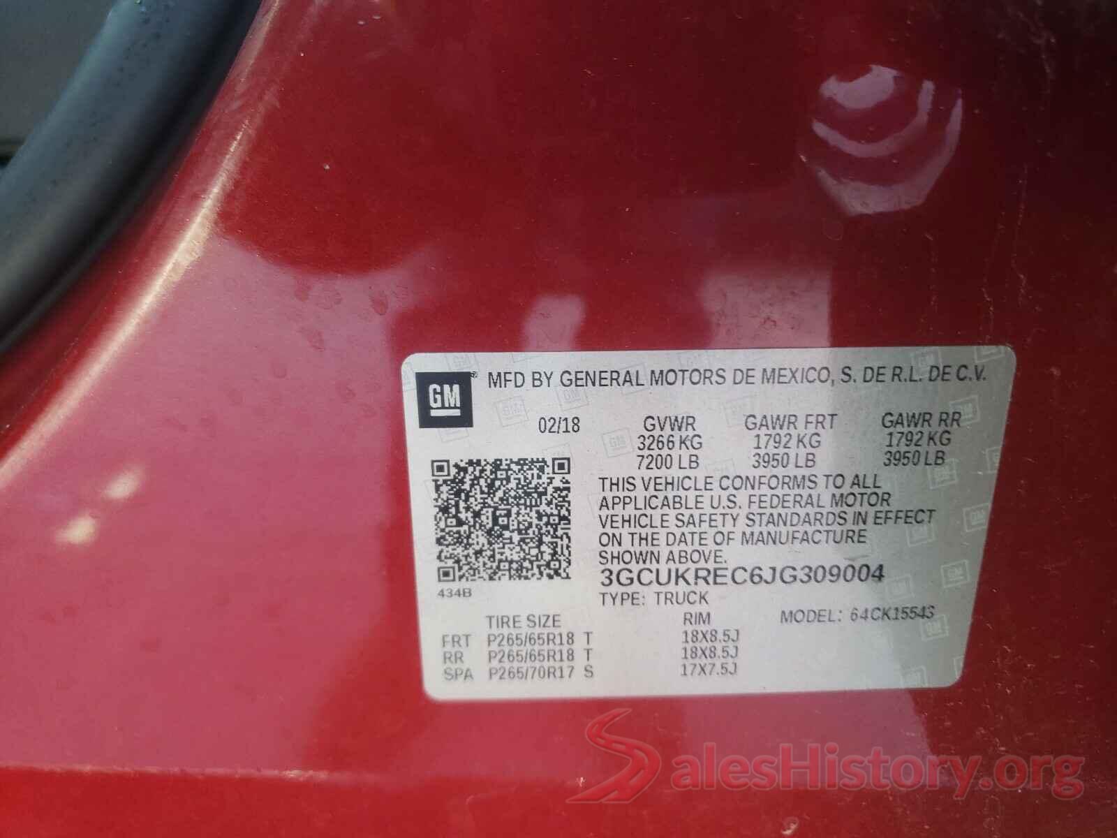 3GCUKREC6JG309004 2018 CHEVROLET SILVERADO