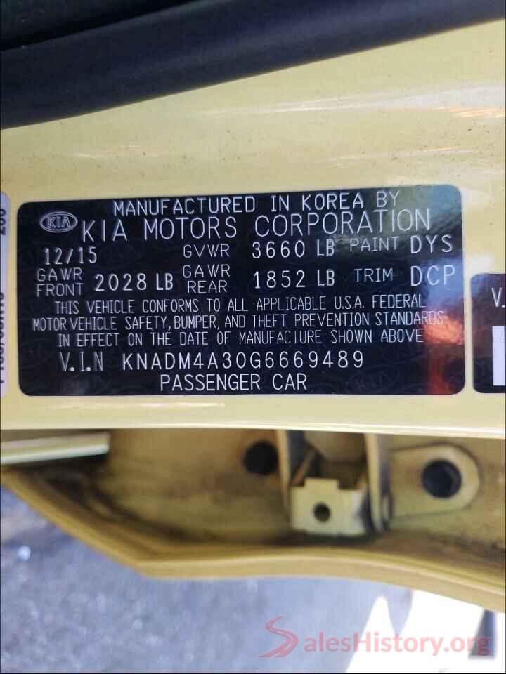 KNADM4A30G6669489 2016 KIA RIO