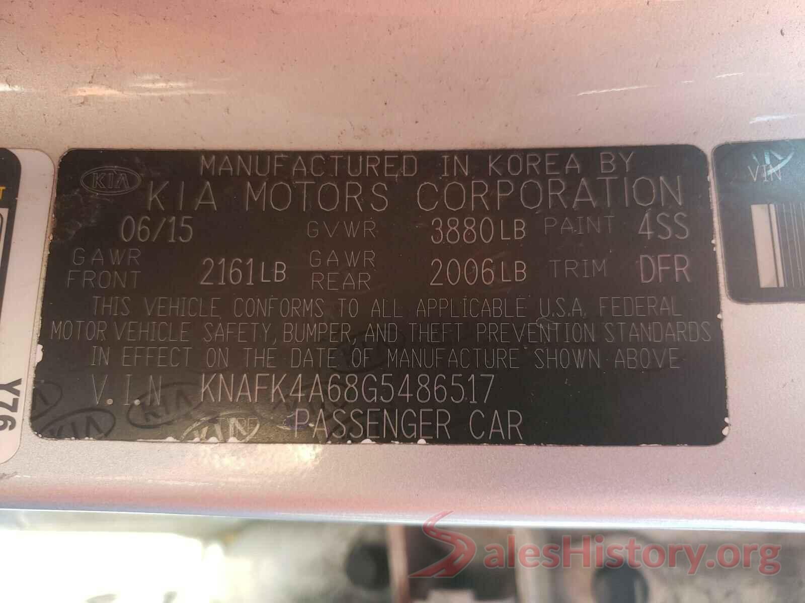 KNAFK4A68G5486517 2016 KIA FORTE