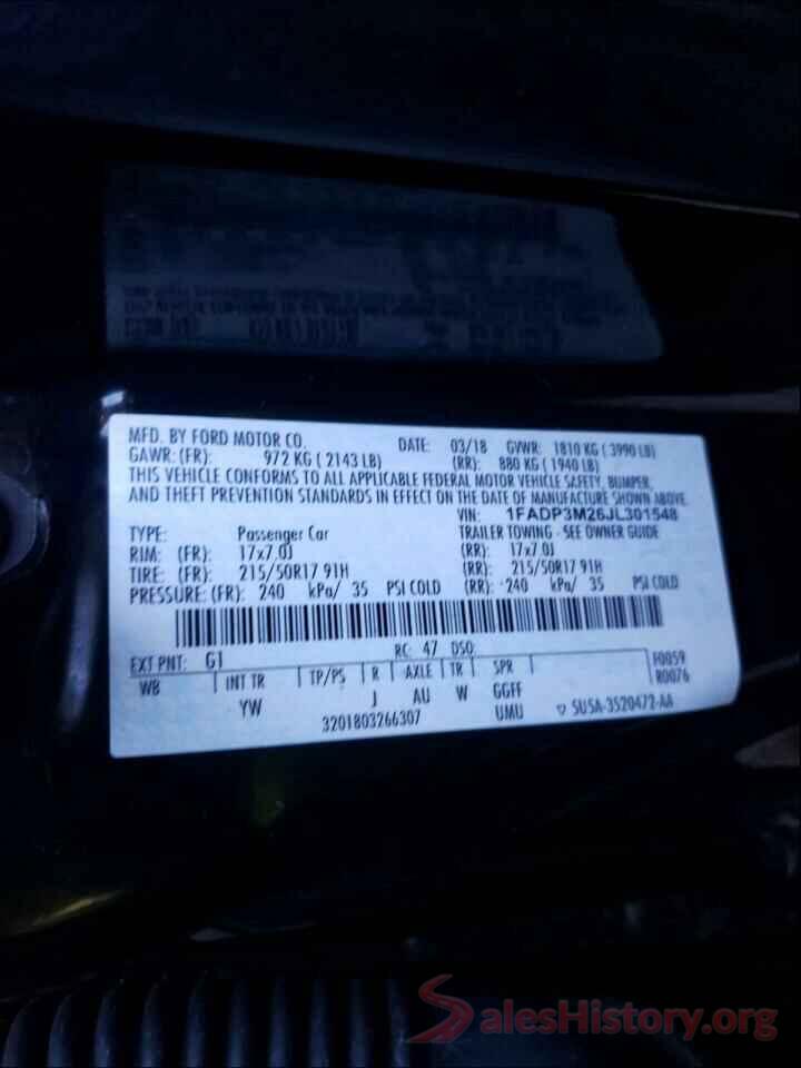 1FADP3M26JL301548 2018 FORD FOCUS