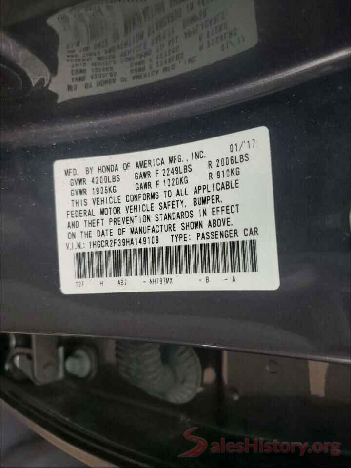 1HGCR2F39HA149109 2017 HONDA ACCORD