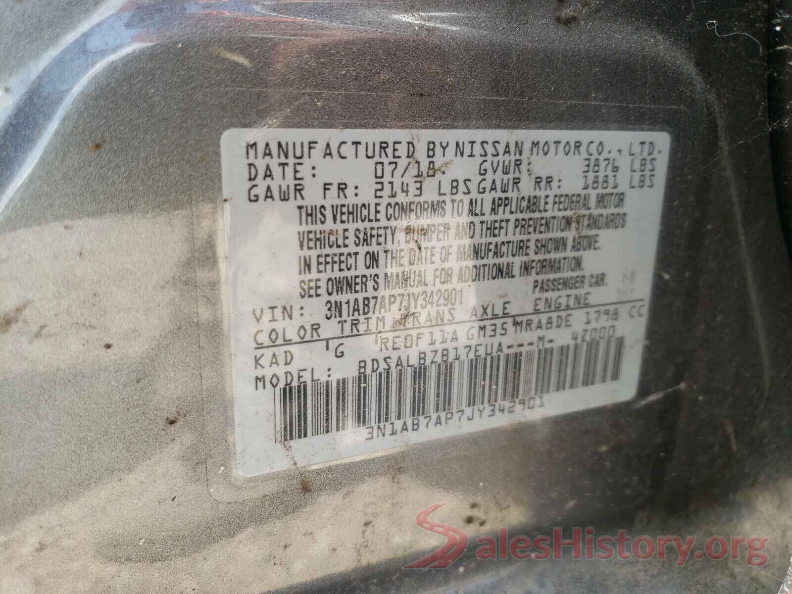 3N1AB7AP7JY342901 2018 NISSAN SENTRA