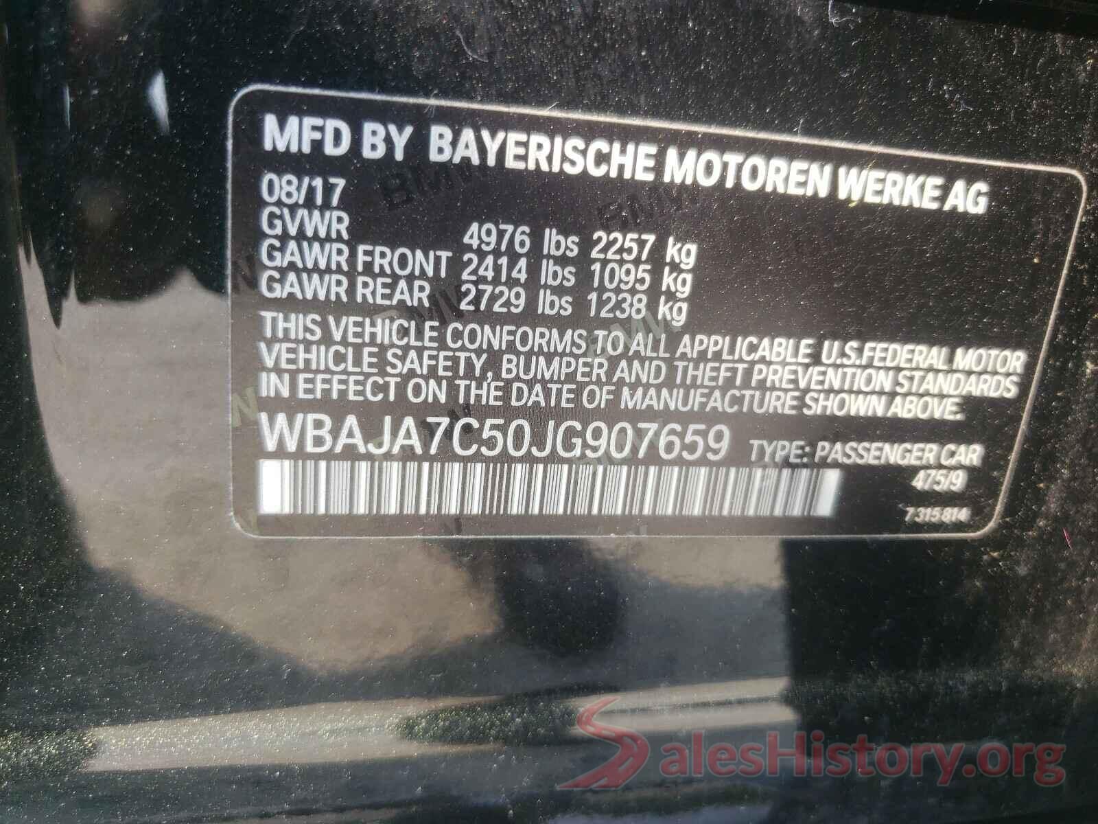 WBAJA7C50JG907659 2018 BMW 5 SERIES