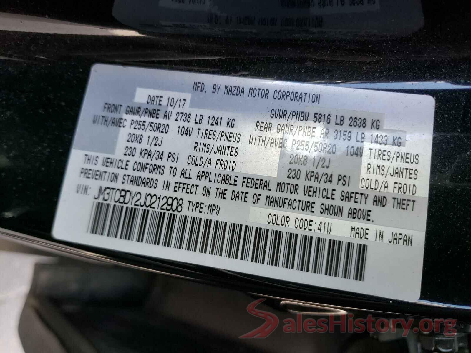 JM3TCBDY2J0212908 2018 MAZDA CX-9