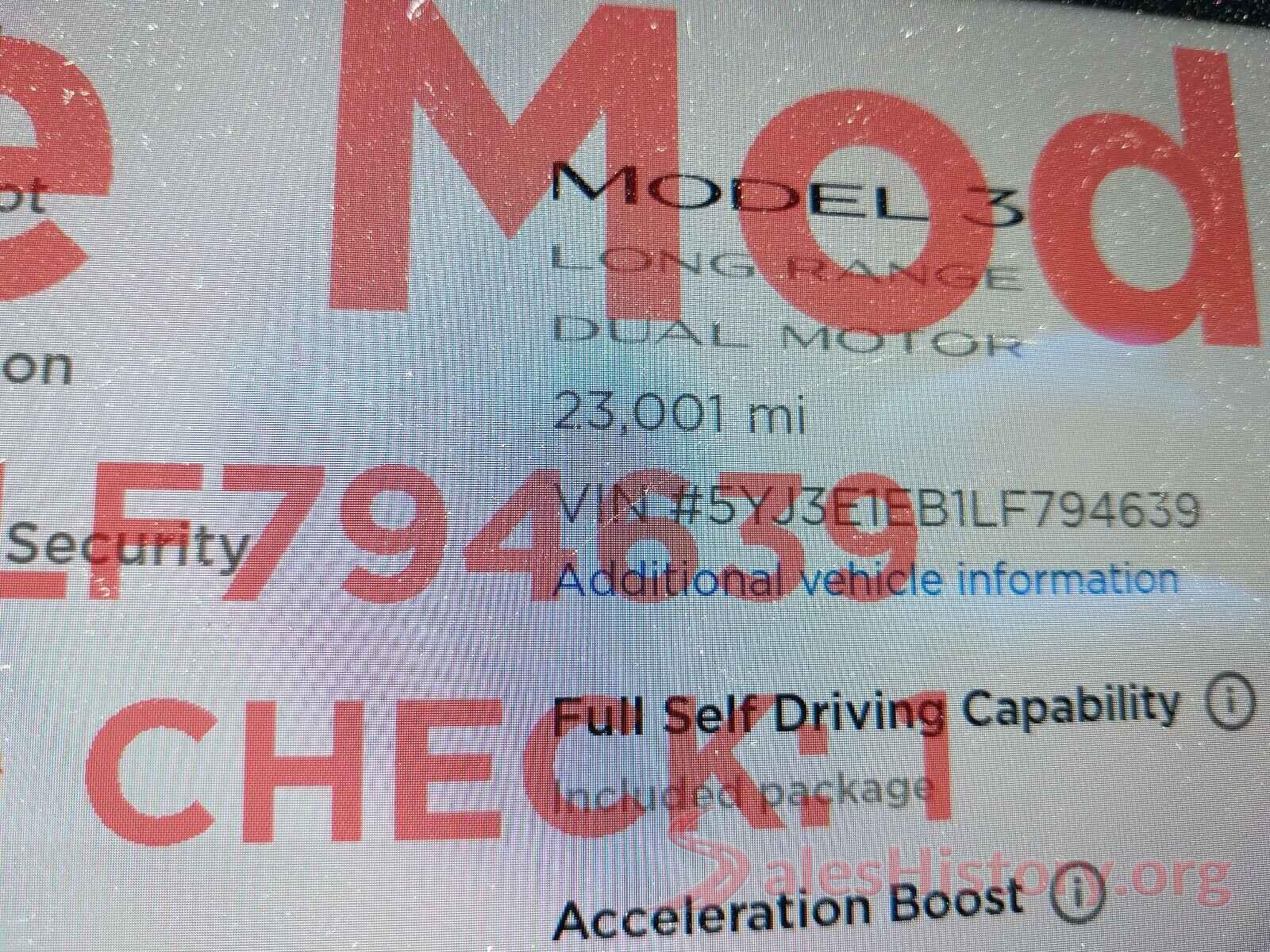 5YJ3E1EB1LF794639 2020 TESLA MODEL 3