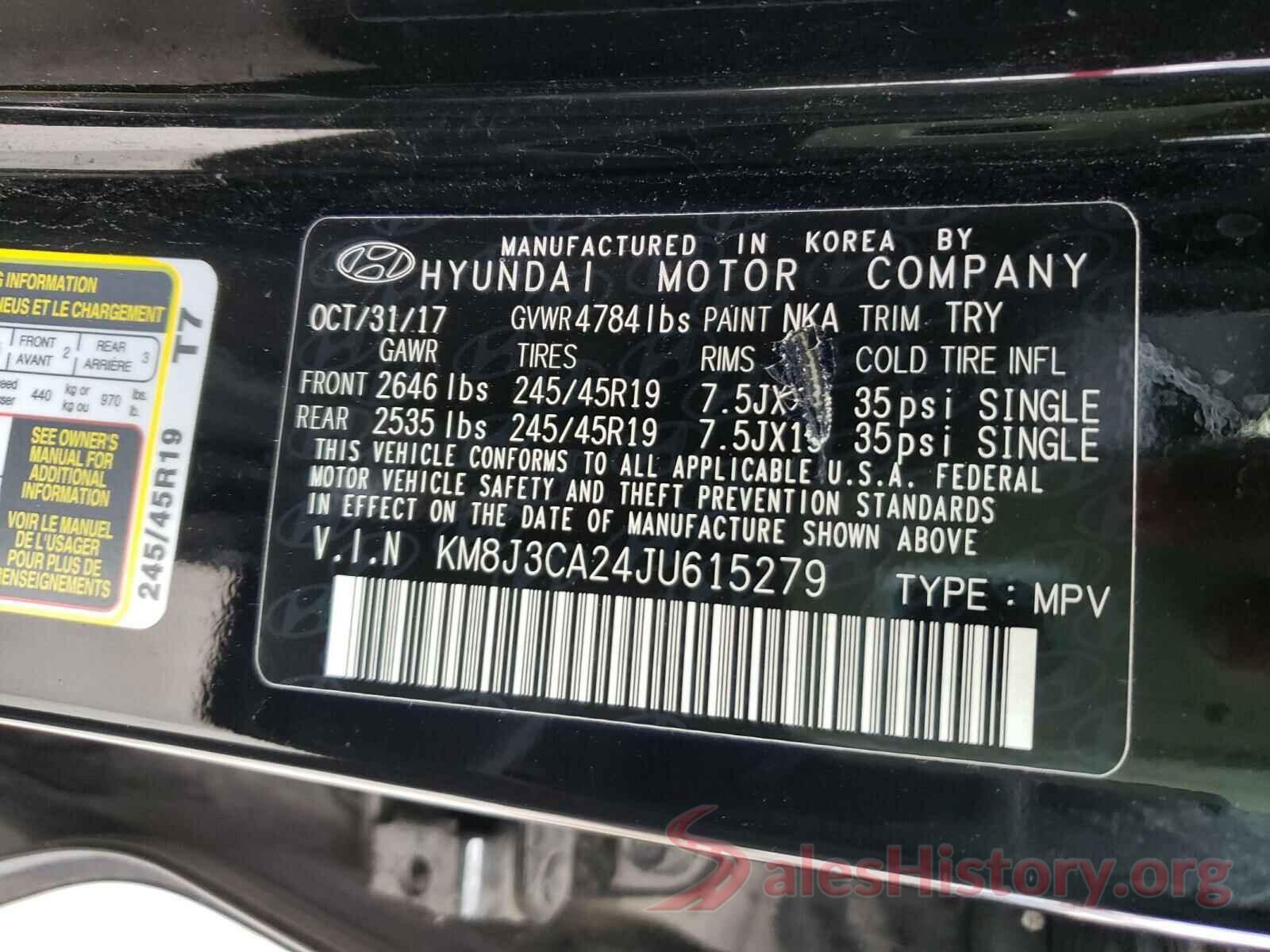 KM8J3CA24JU615279 2018 HYUNDAI TUCSON