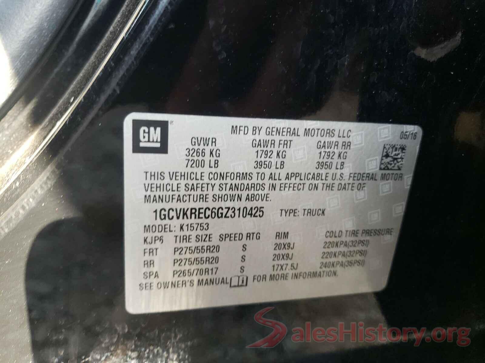 1GCVKREC6GZ310425 2016 CHEVROLET SILVERADO