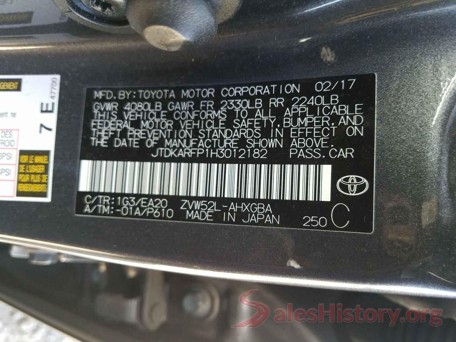 JTDKARFP1H3012182 2017 TOYOTA PRIUS