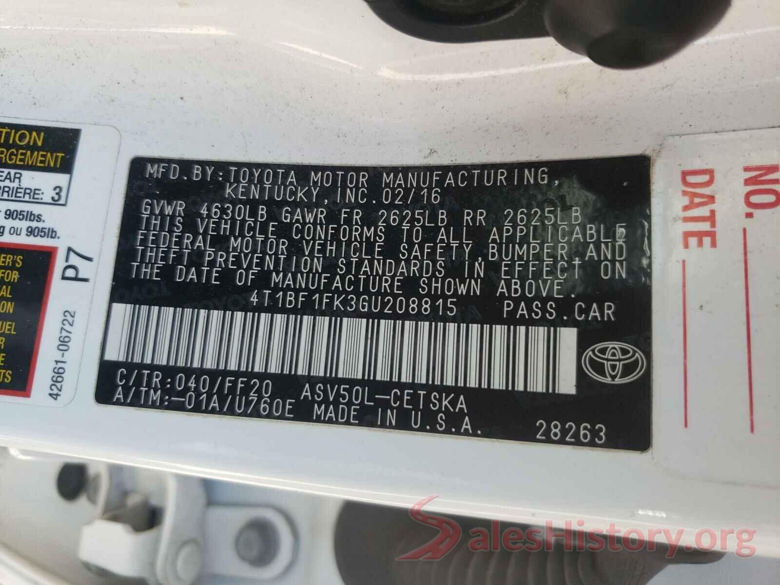 4T1BF1FK3GU208815 2016 TOYOTA CAMRY