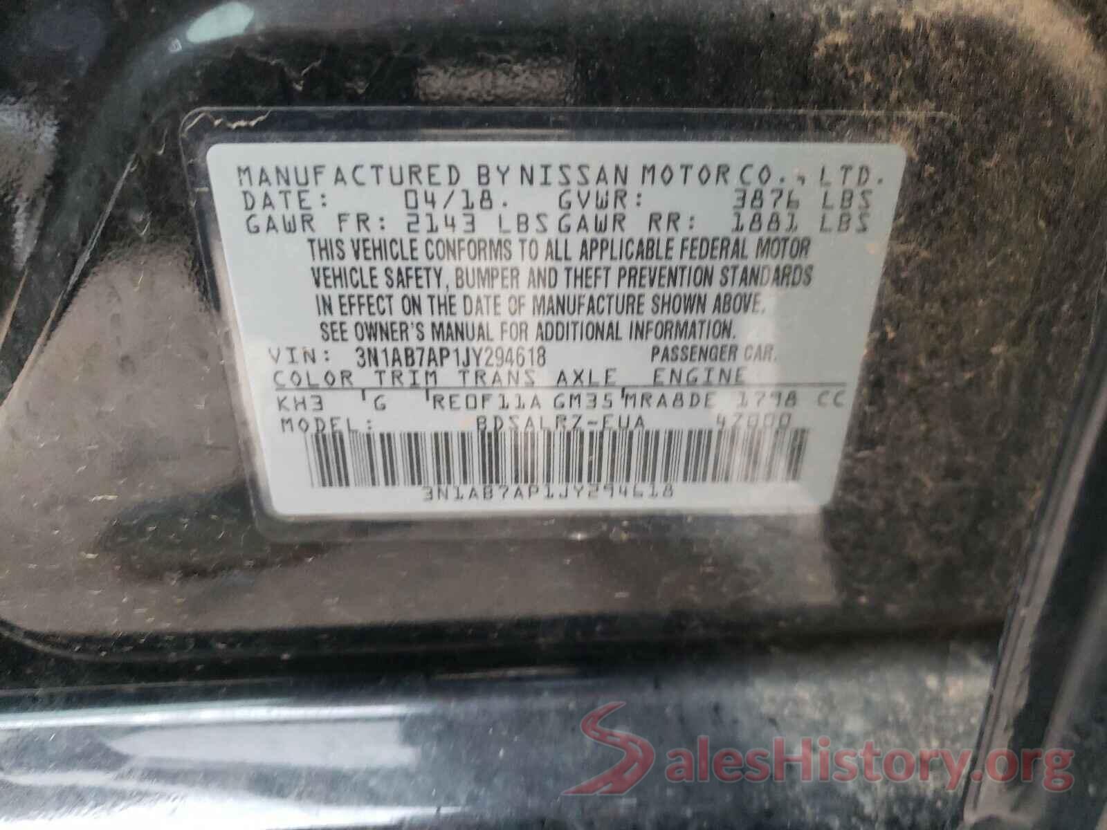 3N1AB7AP1JY294618 2018 NISSAN SENTRA