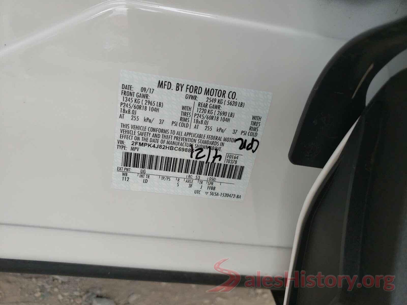 2FMPK4J82HBC69885 2017 FORD EDGE