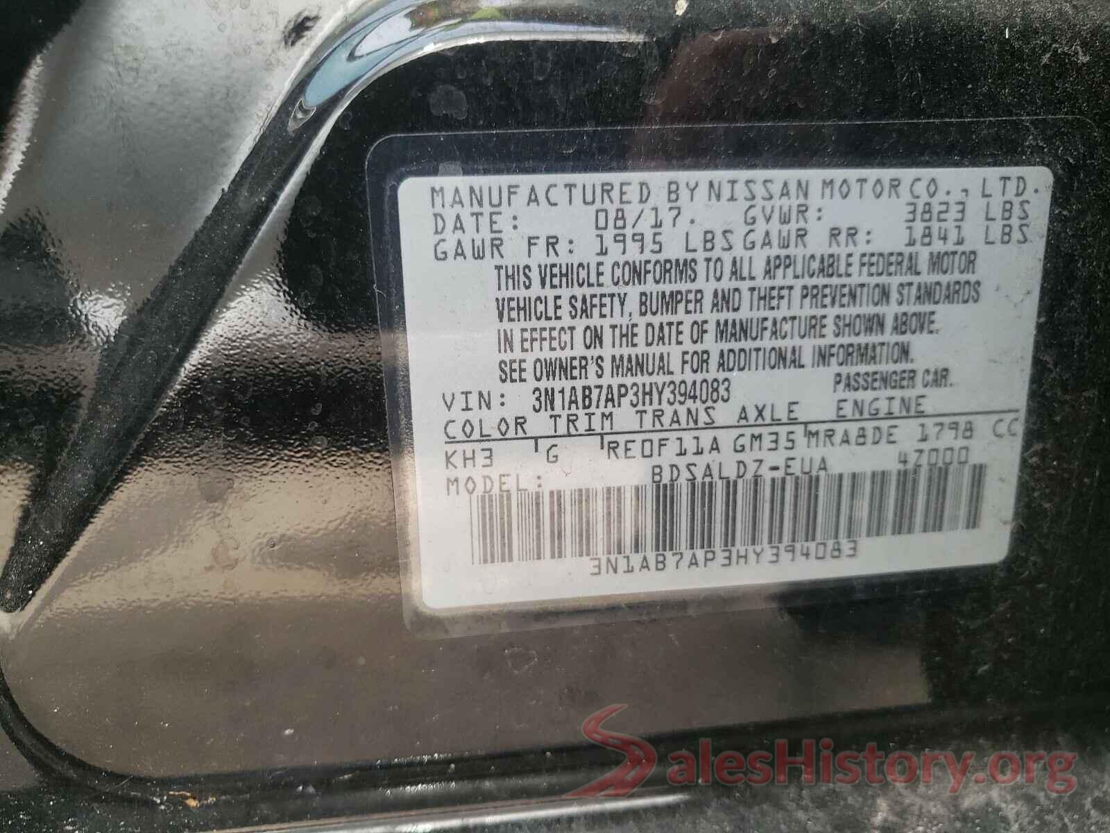 3N1AB7AP3HY394083 2017 NISSAN SENTRA