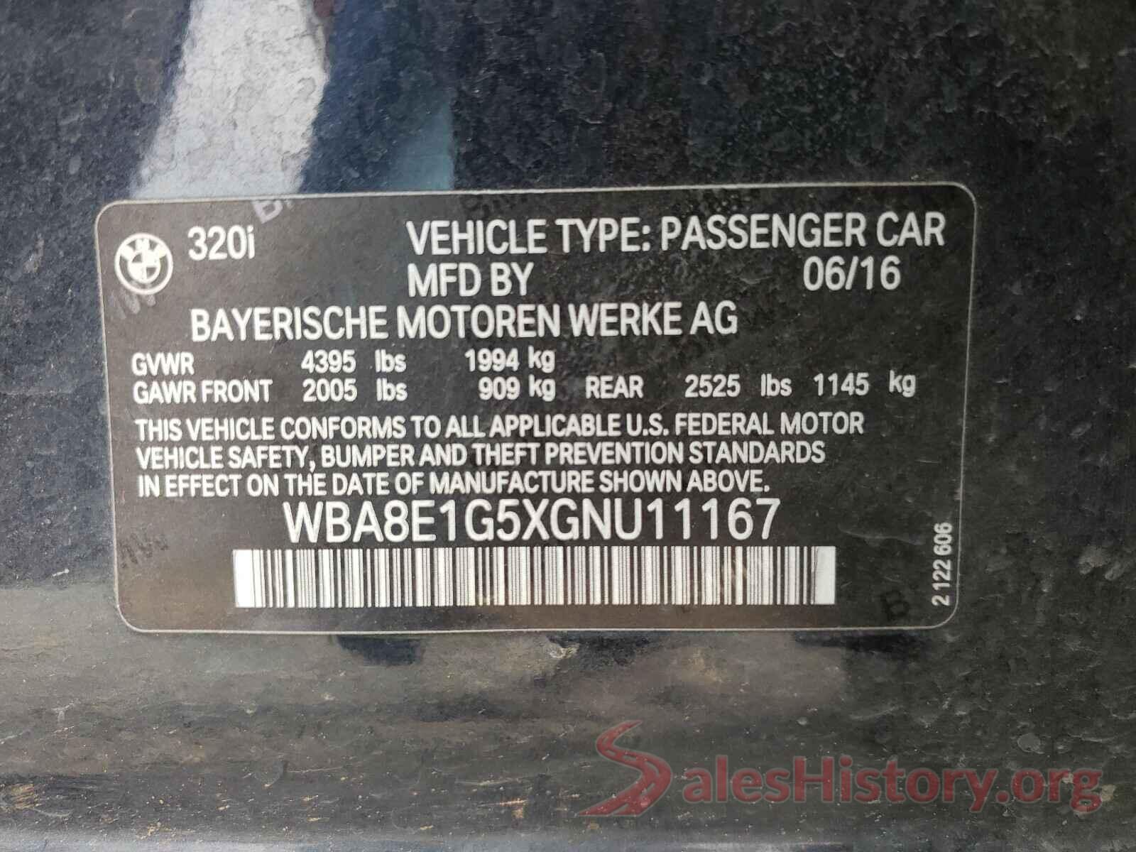 WBA8E1G5XGNU11167 2016 BMW 3 SERIES