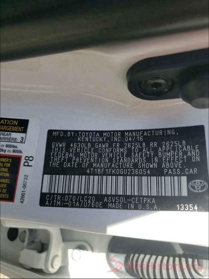 4T1BF1FK0GU236054 2016 TOYOTA CAMRY