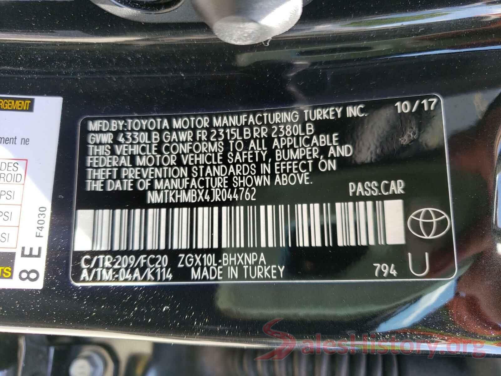 NMTKHMBX4JR044762 2018 TOYOTA C-HR