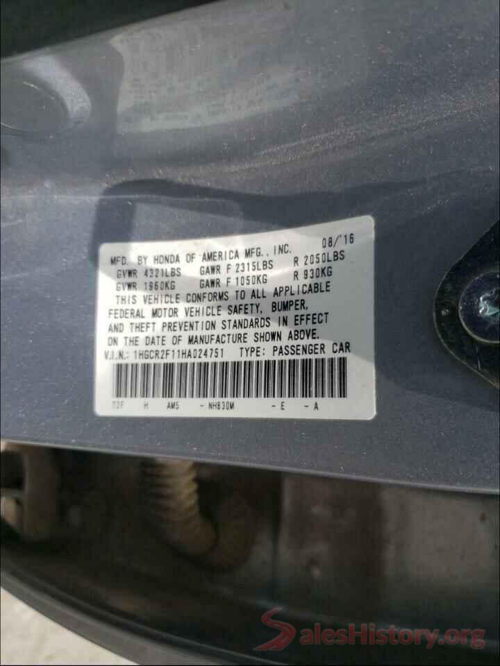 1HGCR2F11HA024751 2017 HONDA ACCORD