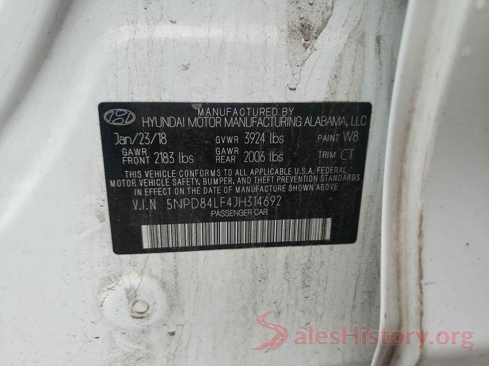 5NPD84LF4JH314692 2018 HYUNDAI ELANTRA