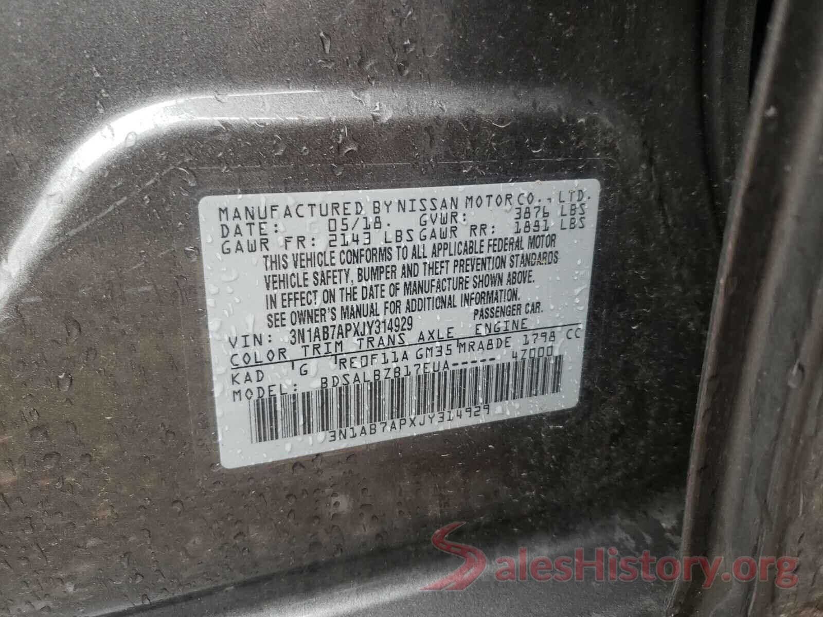 3N1AB7APXJY314929 2018 NISSAN SENTRA