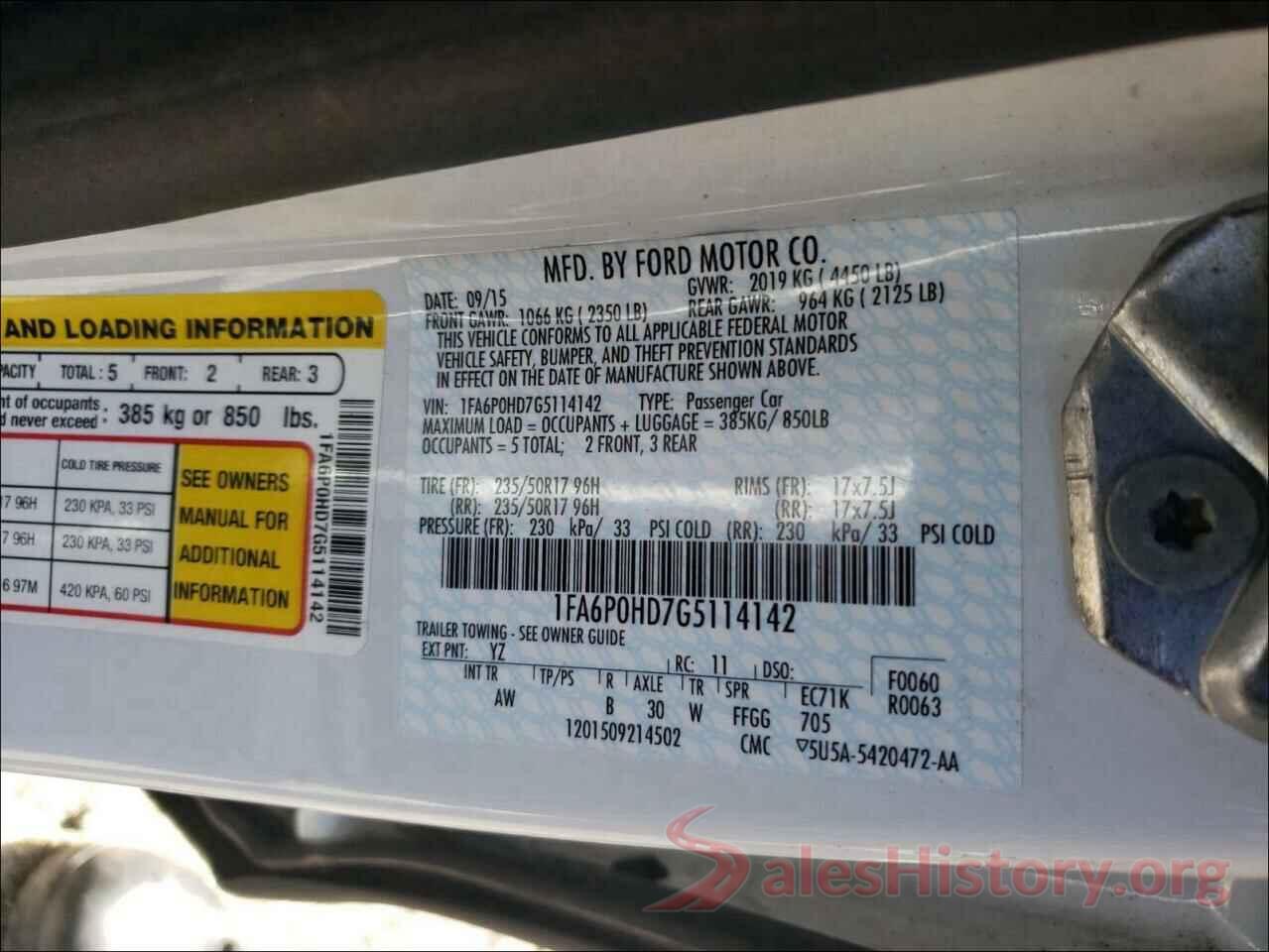 1FA6P0HD7G5114142 2016 FORD FUSION