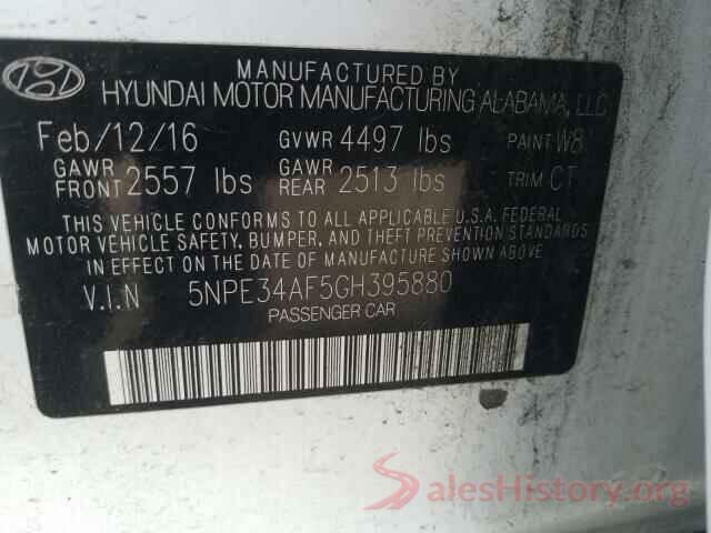 5NPE34AF5GH395880 2016 HYUNDAI SONATA