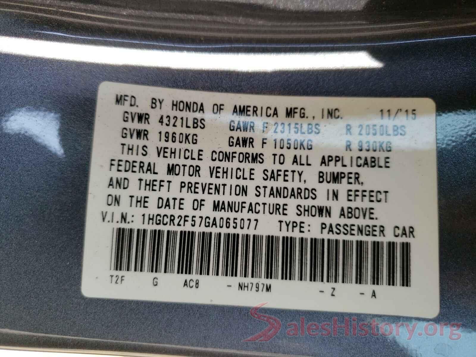 1HGCR2F57GA065077 2016 HONDA ACCORD