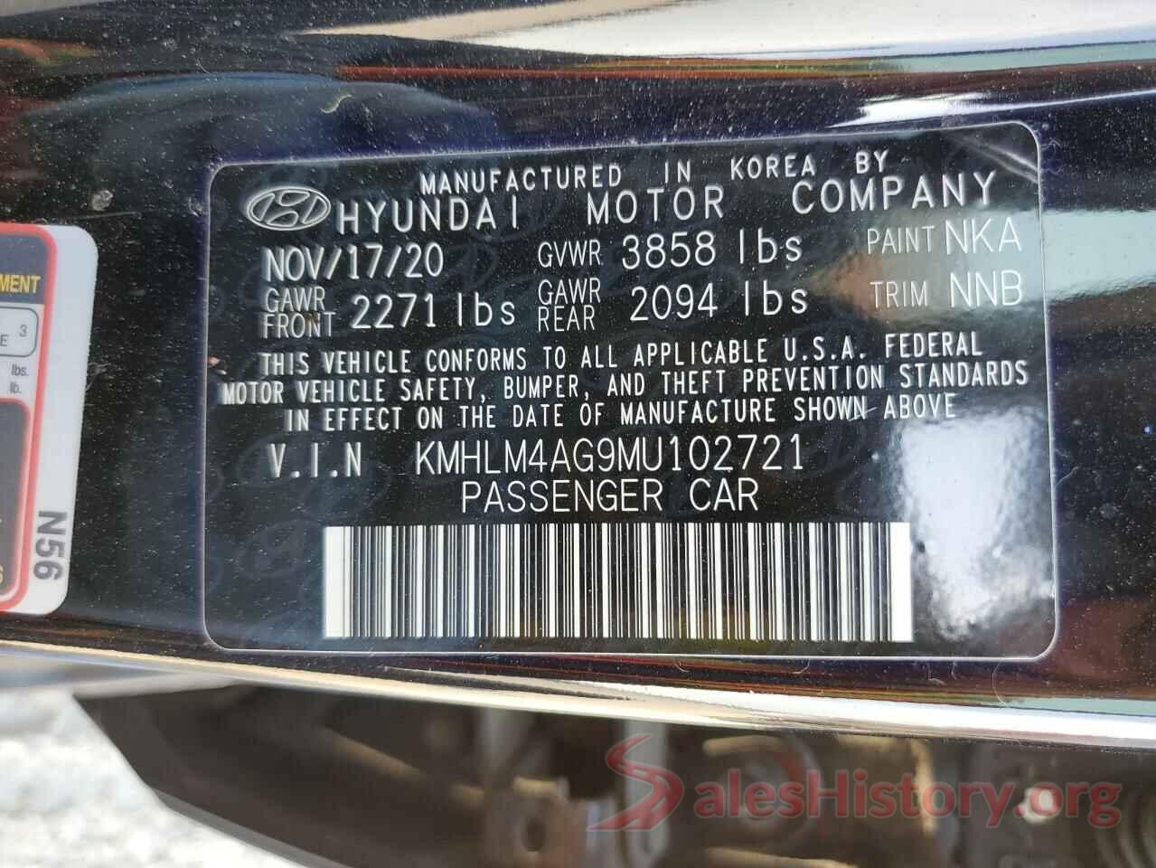 KMHLM4AG9MU102721 2021 HYUNDAI ELANTRA