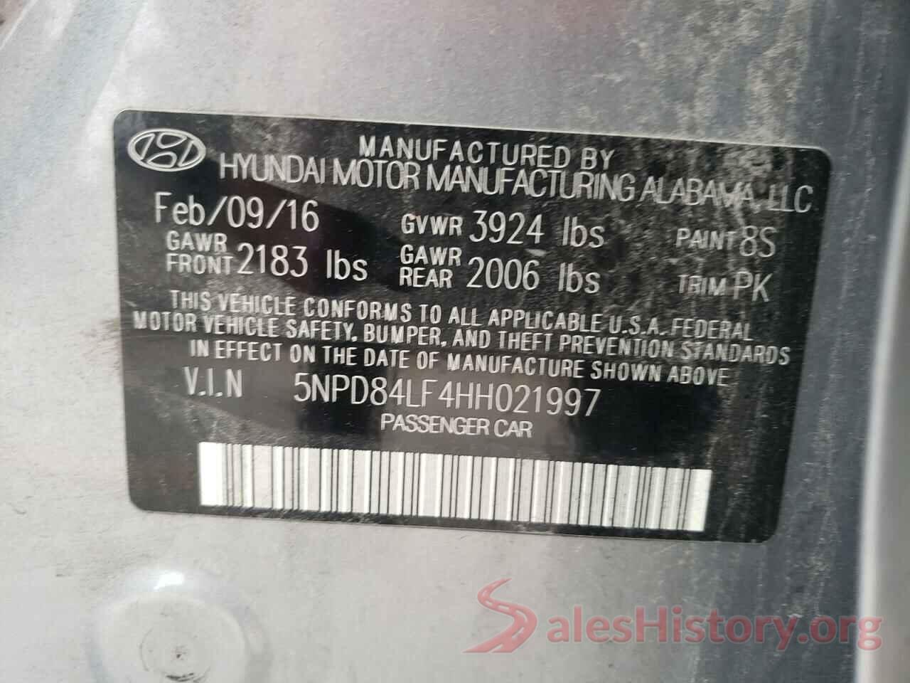 5NPD84LF4HH021997 2017 HYUNDAI ELANTRA