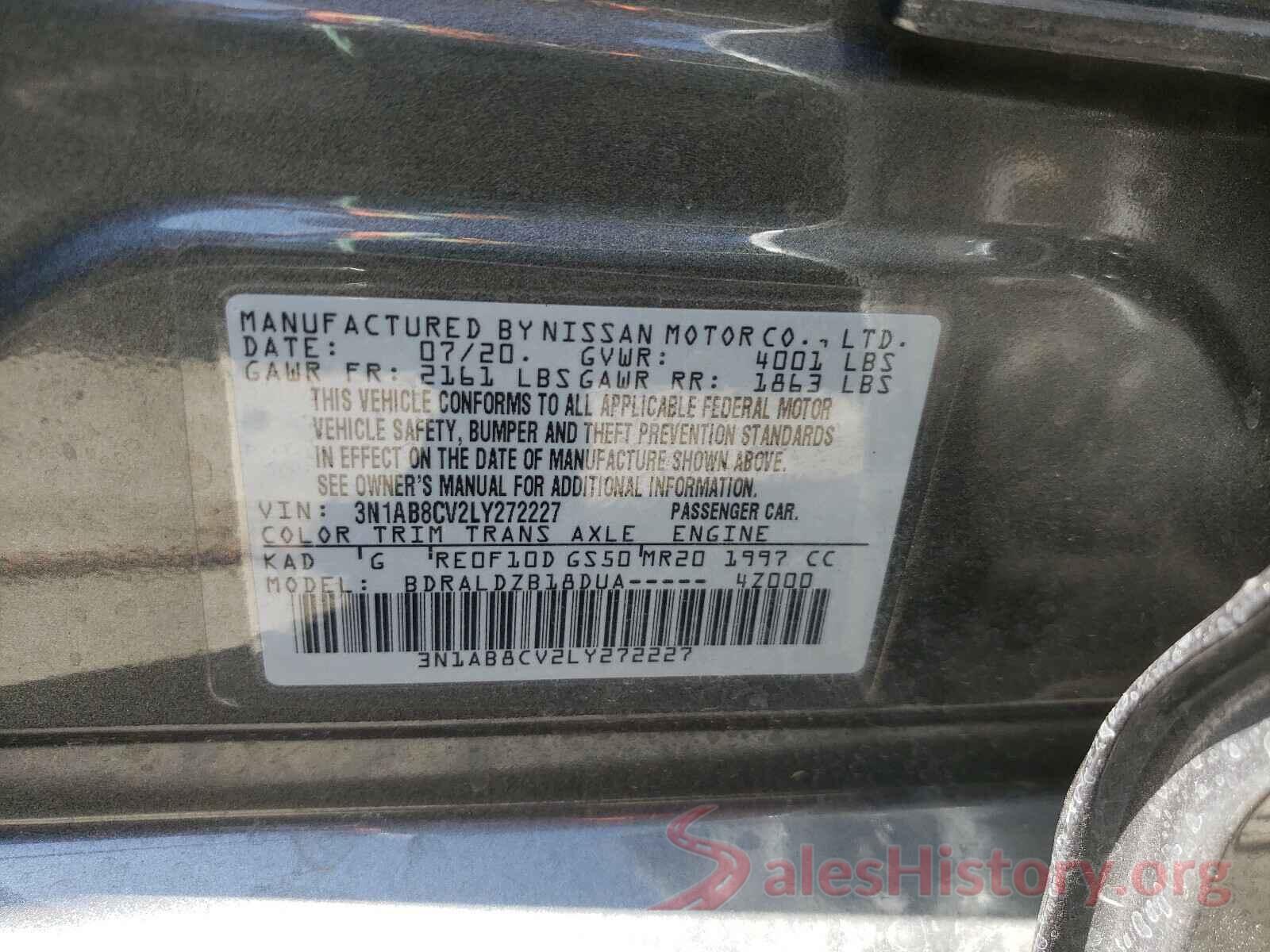 3N1AB8CV2LY272227 2020 NISSAN SENTRA