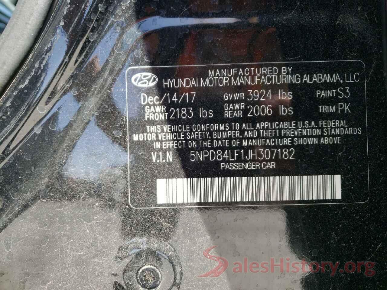 5NPD84LF1JH307182 2018 HYUNDAI ELANTRA