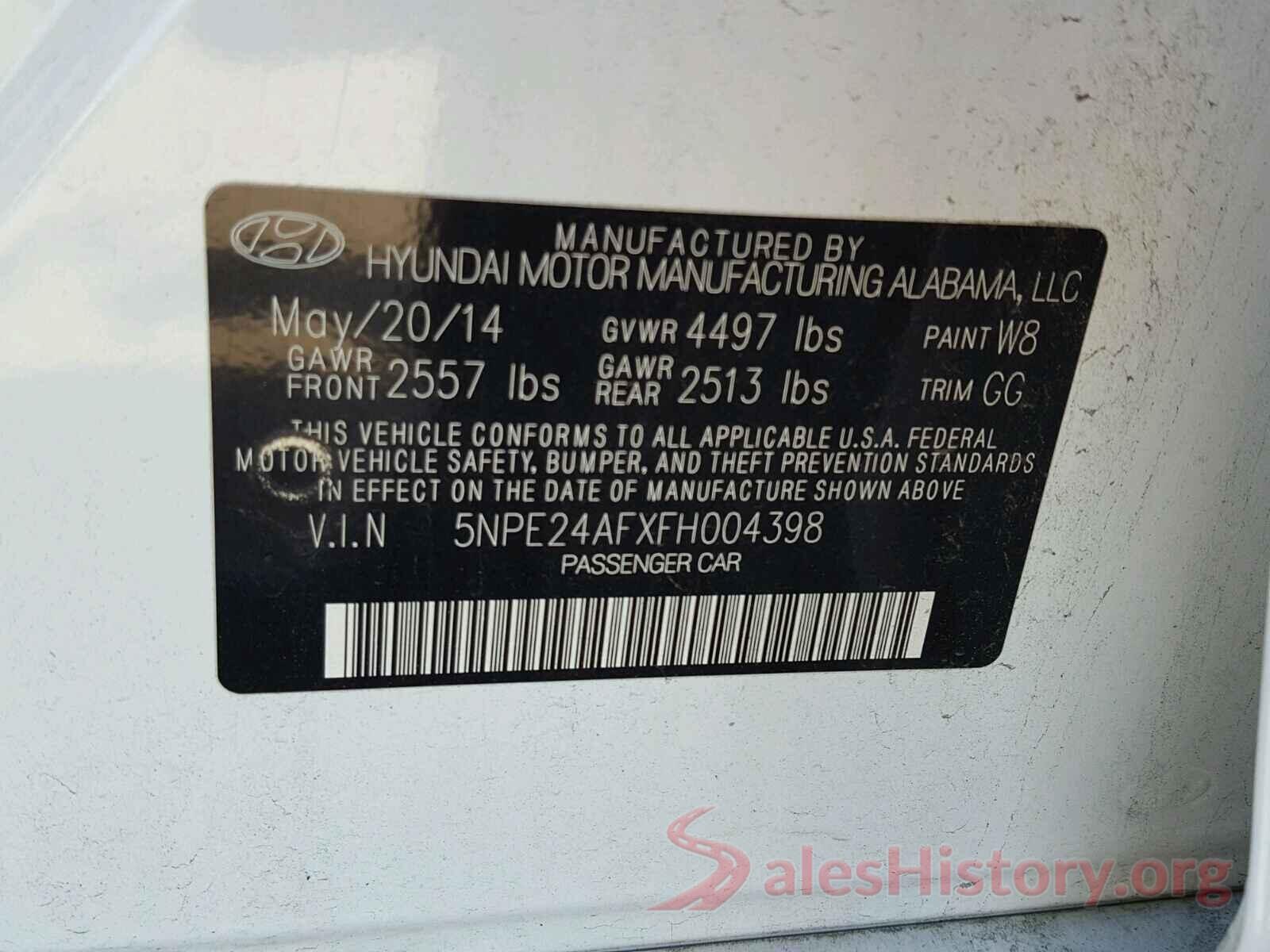 5NPE24AFXFH004398 2015 HYUNDAI SONATA